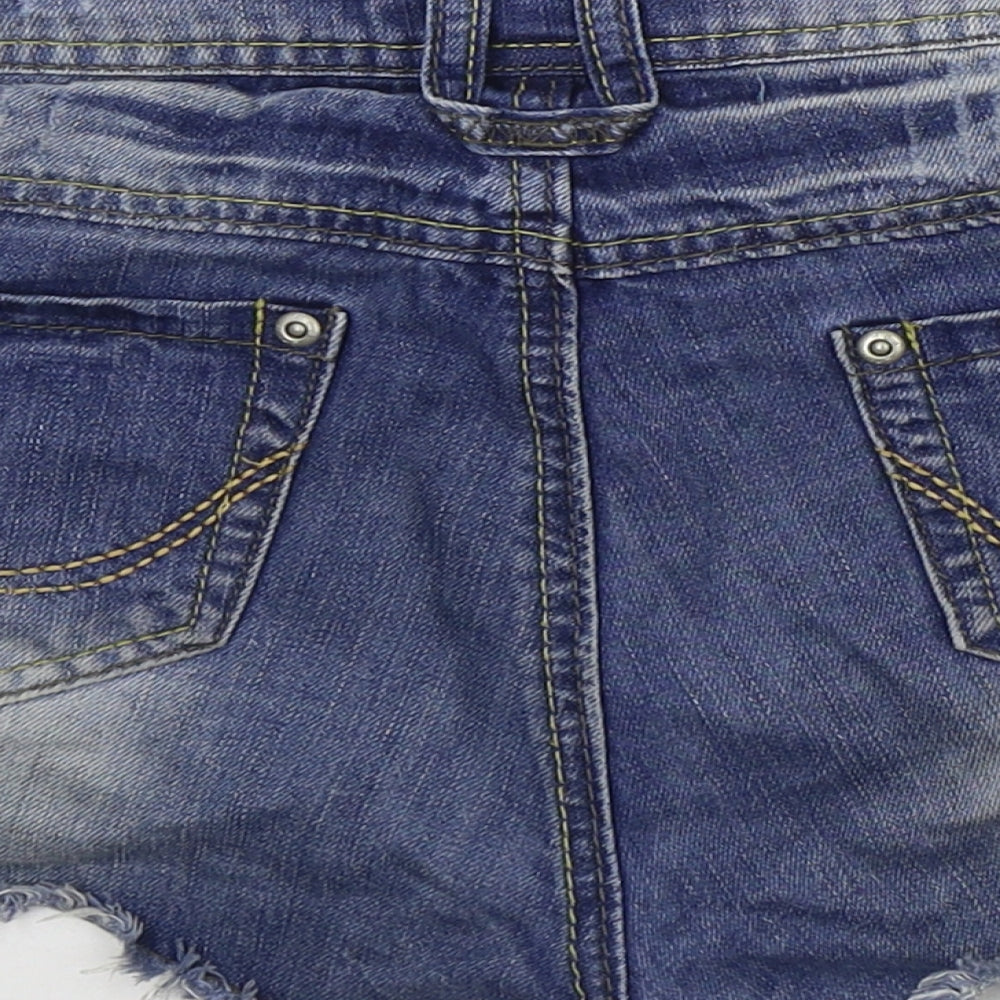 Red Chilli Womens Blue  Cotton Hot Pants Shorts Size 10  Regular Button