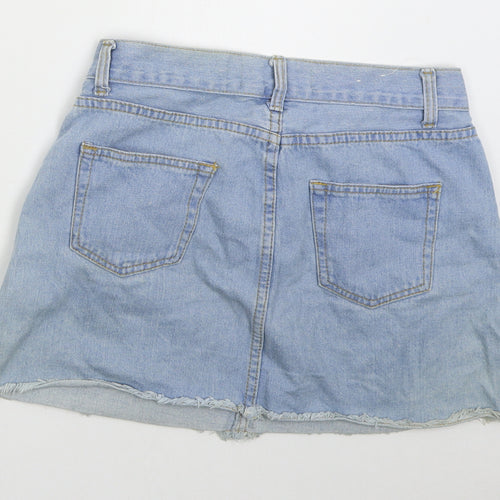 Internacionale Womens Blue  Cotton Mini Skirt Size 10   Button