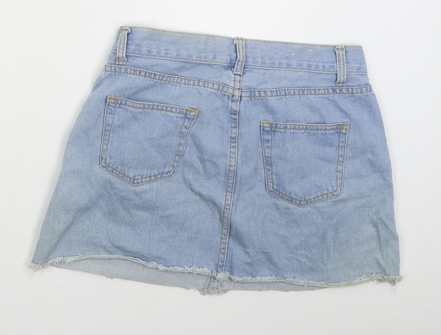 Internacionale Womens Blue  Cotton Mini Skirt Size 10   Button