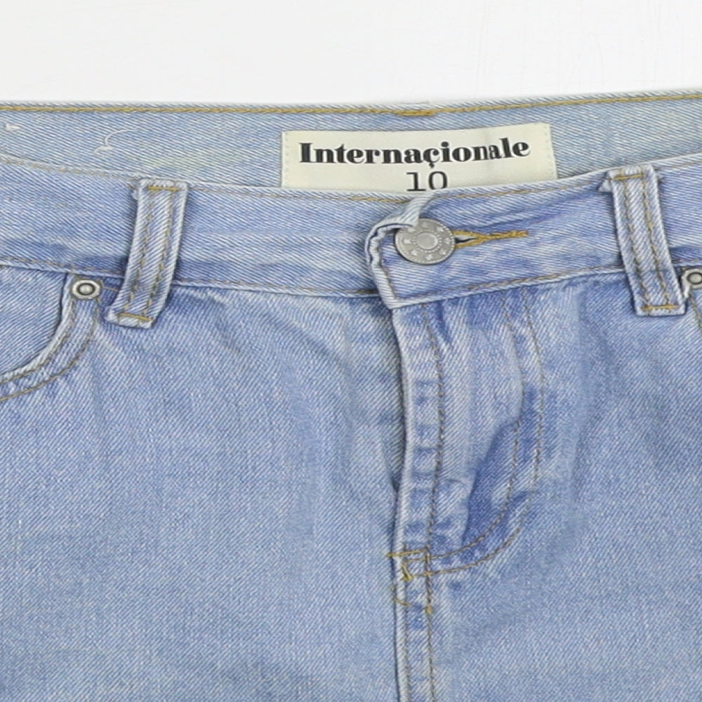 Internacionale Womens Blue  Cotton Mini Skirt Size 10   Button