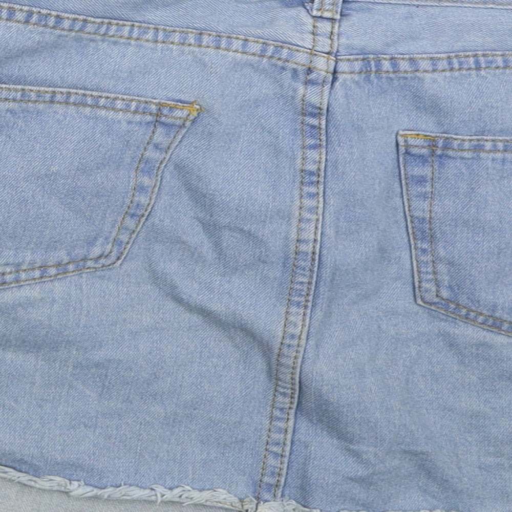 Internacionale Womens Blue  Cotton Mini Skirt Size 10   Button