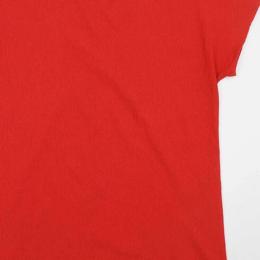 F&F Womens Red  Polyester Basic T-Shirt Size 16 V-Neck
