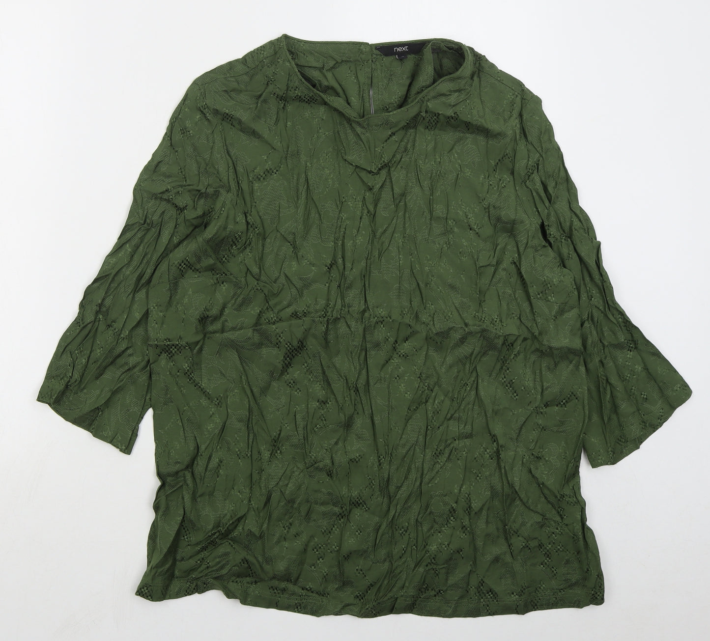 NEXT Womens Green Floral Viscose Basic Blouse Size 18 Round Neck