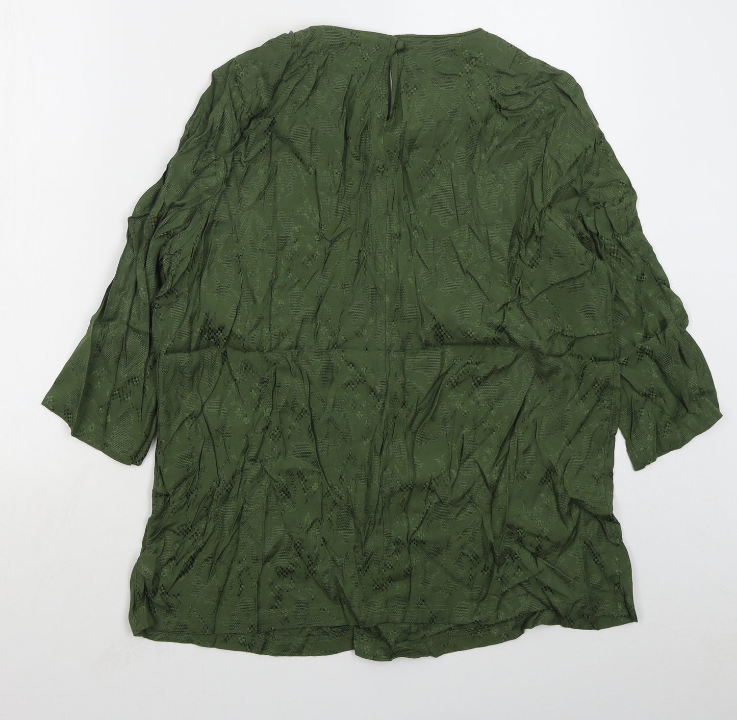 NEXT Womens Green Floral Viscose Basic Blouse Size 18 Round Neck