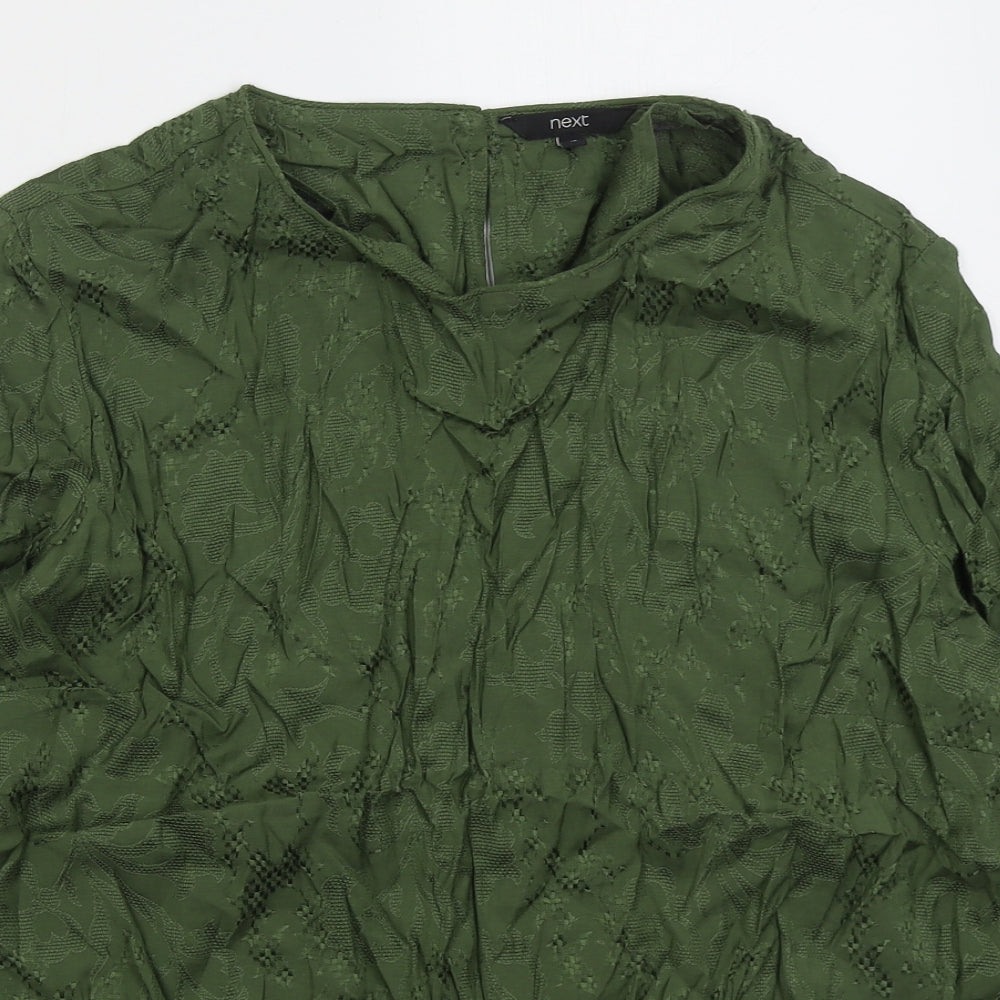 NEXT Womens Green Floral Viscose Basic Blouse Size 18 Round Neck