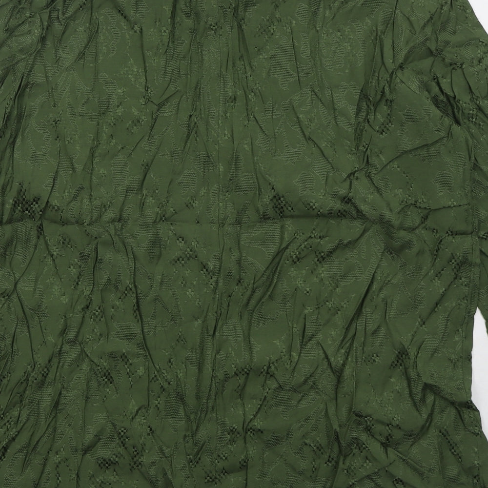 NEXT Womens Green Floral Viscose Basic Blouse Size 18 Round Neck