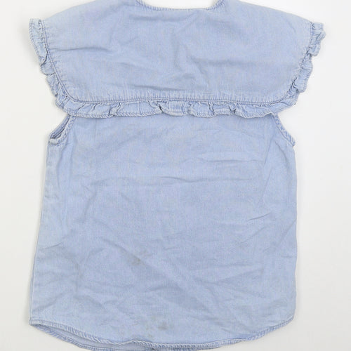 Denim Co Womens Blue  Cotton Basic Button-Up Size 10 Crew Neck