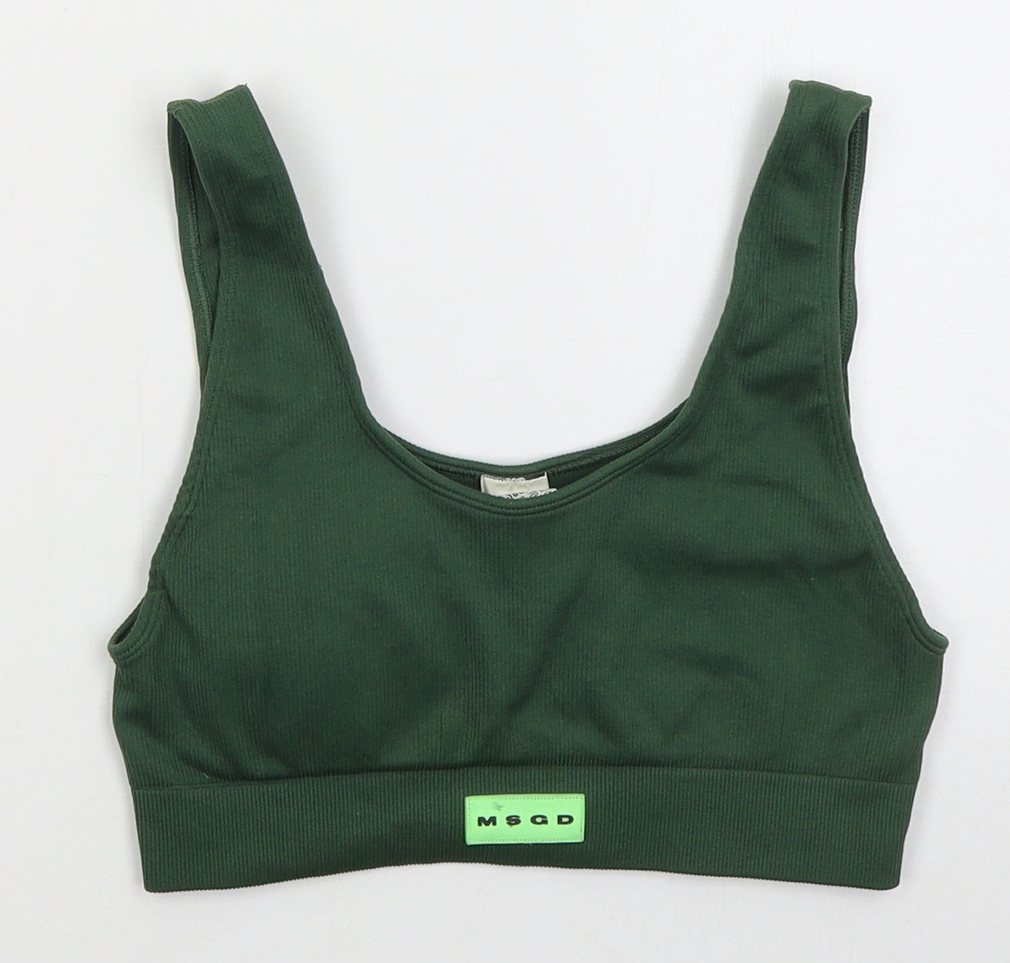 Missguided Womens Green  Nylon Cropped Tank Size M Scoop Neck Pullover