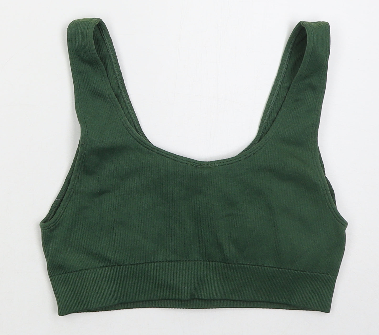 Missguided Womens Green  Nylon Cropped Tank Size M Scoop Neck Pullover