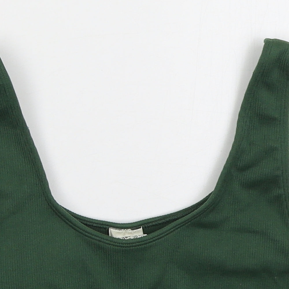 Missguided Womens Green  Nylon Cropped Tank Size M Scoop Neck Pullover