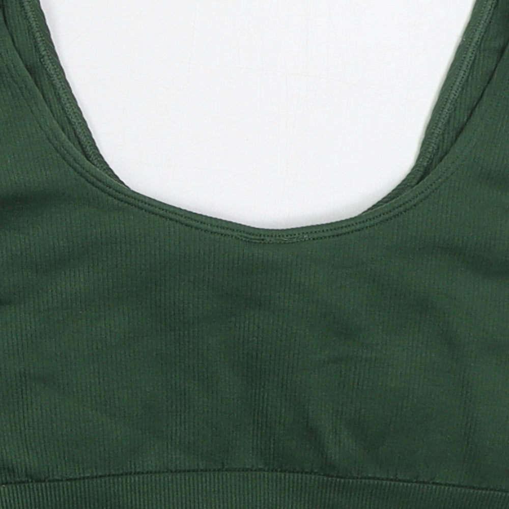 Missguided Womens Green  Nylon Cropped Tank Size M Scoop Neck Pullover