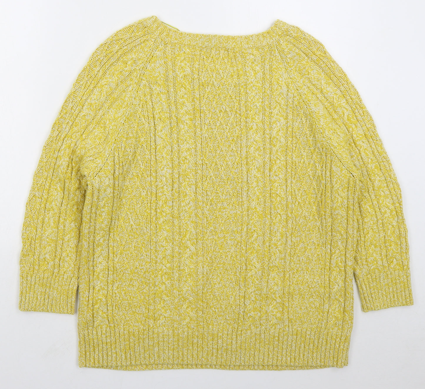 Monsoon Womens Yellow Round Neck  Acrylic Pullover Jumper Size XL