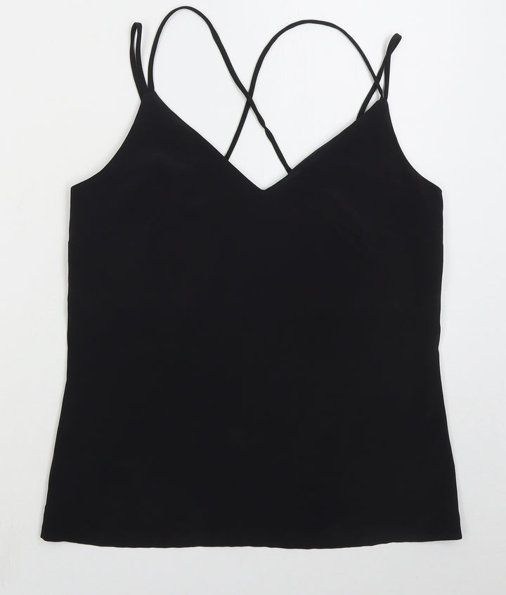 F&F Womens Black Polyester Basic Tank Size 6 V-Neck
