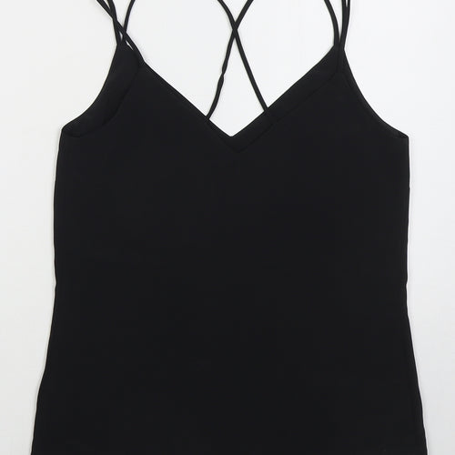 F&F Womens Black  Polyester Basic Tank Size 6 V-Neck
