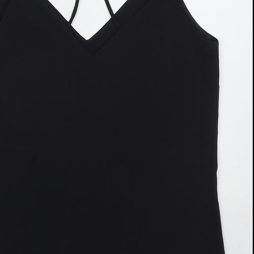F&F Womens Black  Polyester Basic Tank Size 6 V-Neck