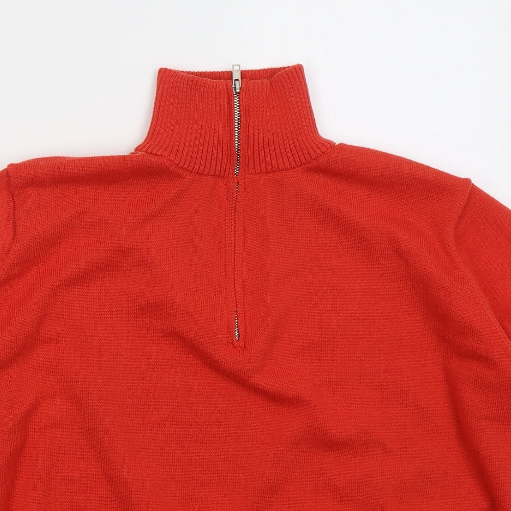 Preworn Mens Red High Neck  Acrylic Pullover Jumper Size M