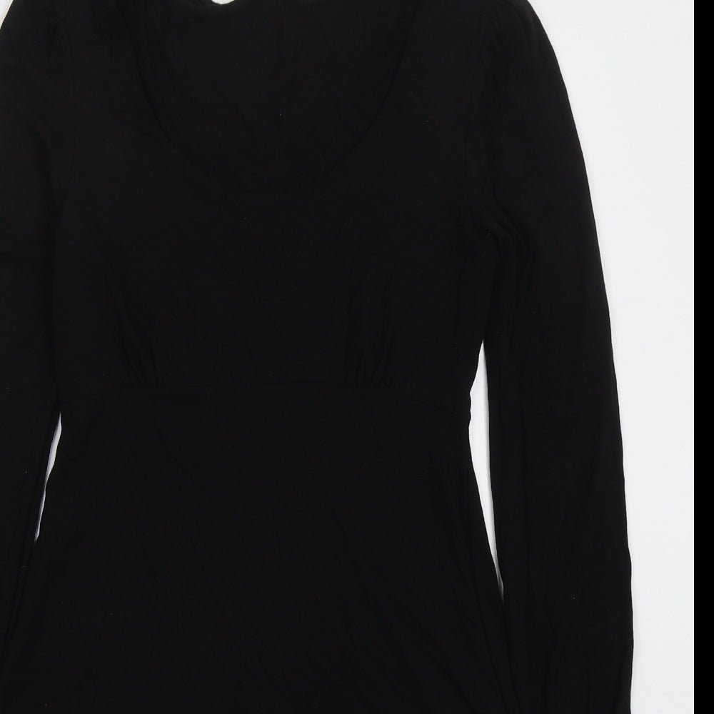 New Look Womens Black  Viscose Skater Dress  Size 12  Round Neck Pullover
