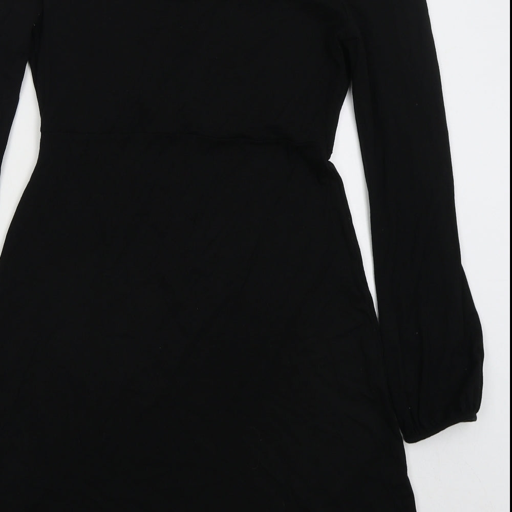New Look Womens Black  Viscose Skater Dress  Size 12  Round Neck Pullover