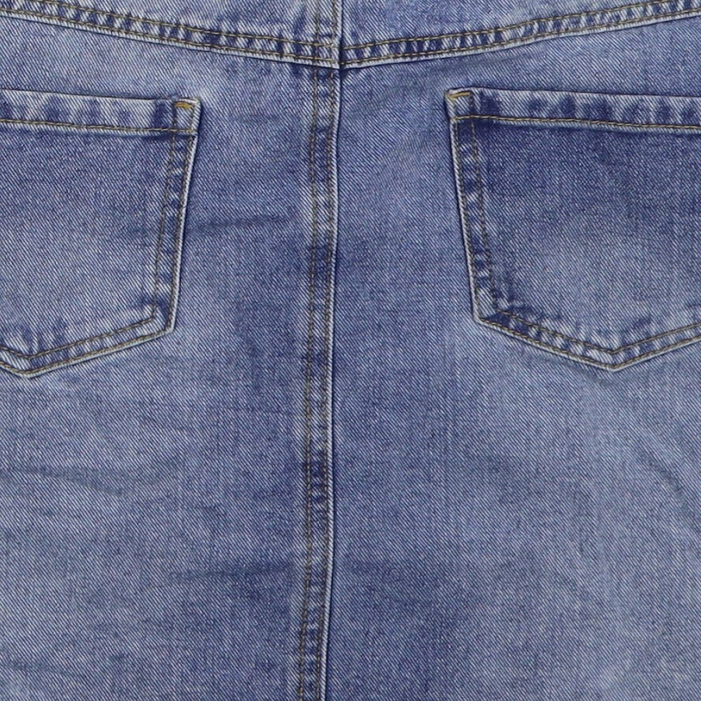 Denim Co Womens Blue  Cotton Mini Skirt Size 12   Button - Distressed Look