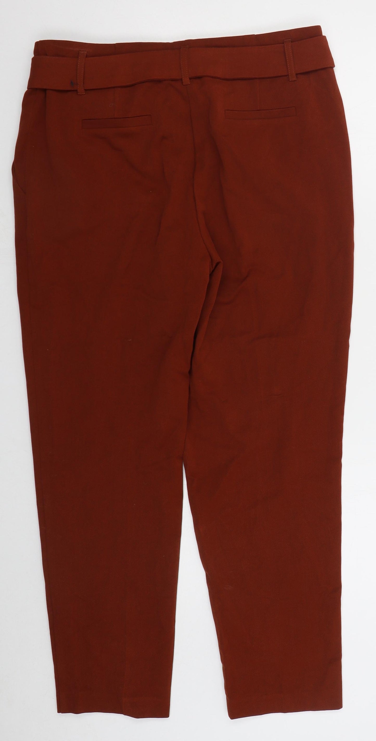 F&F Womens Brown  Polyester Trousers  Size 12 L27 in Regular Hook & Eye