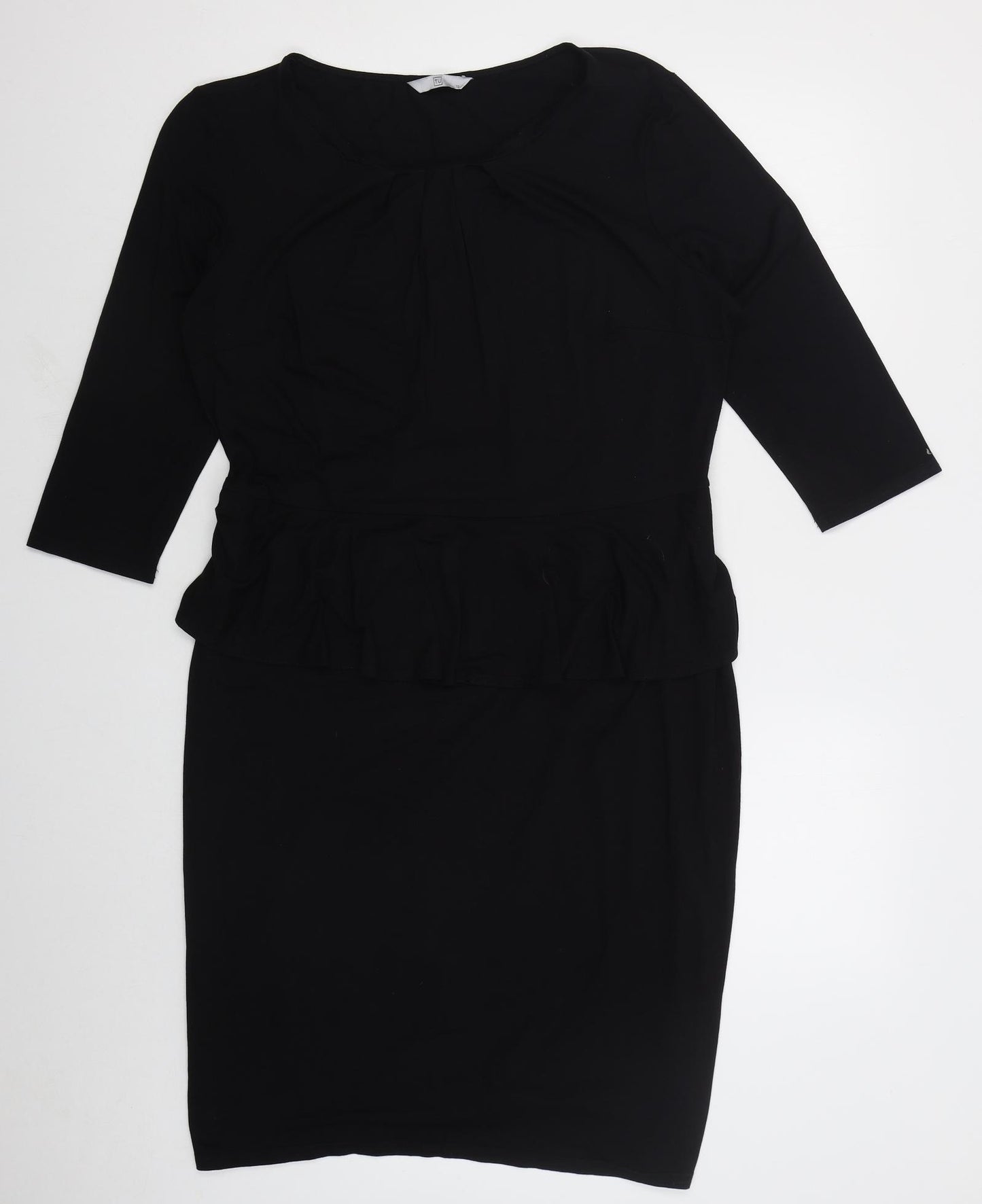 TU Womens Black  Viscose Pencil Dress  Size 16  Round Neck Pullover