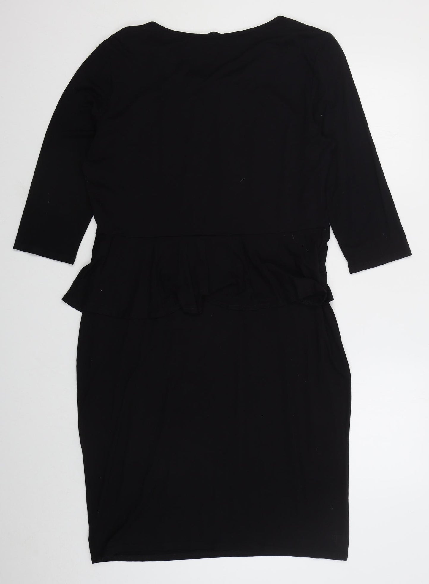 TU Womens Black  Viscose Pencil Dress  Size 16  Round Neck Pullover