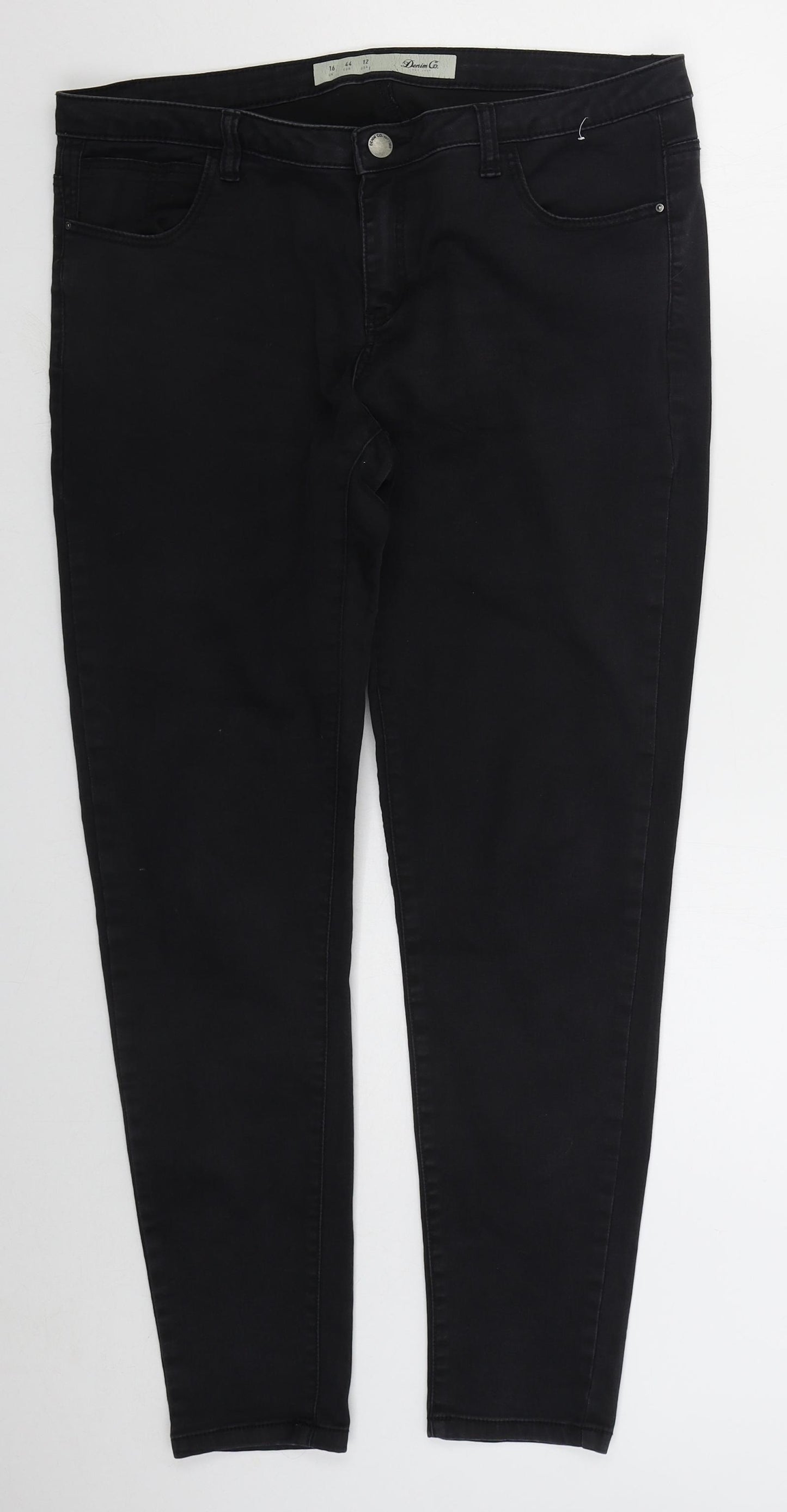 Denim Co Womens Black  Cotton Skinny Jeans Size 16 L29 in Regular Button