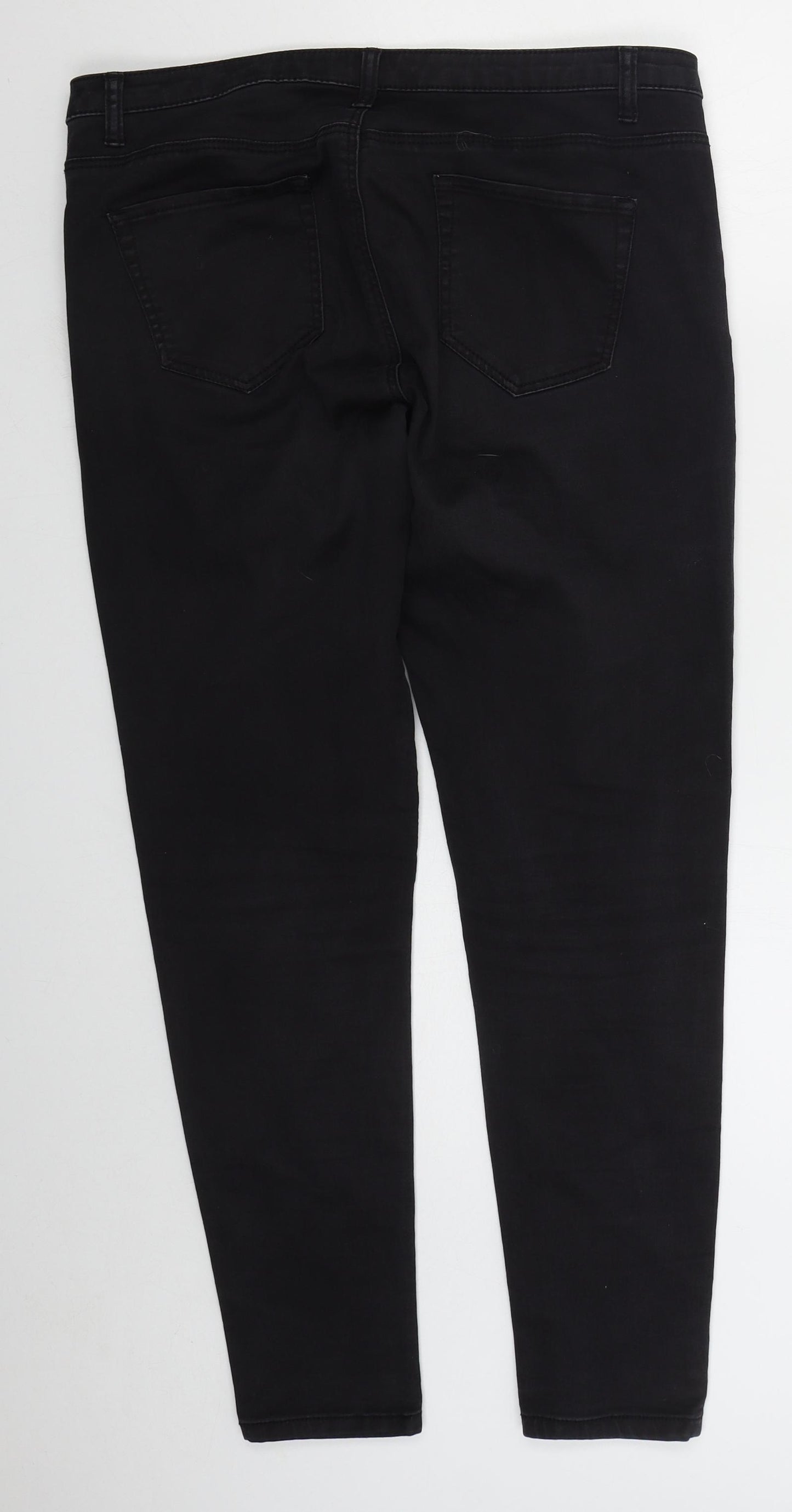 Denim Co Womens Black  Cotton Skinny Jeans Size 16 L29 in Regular Button