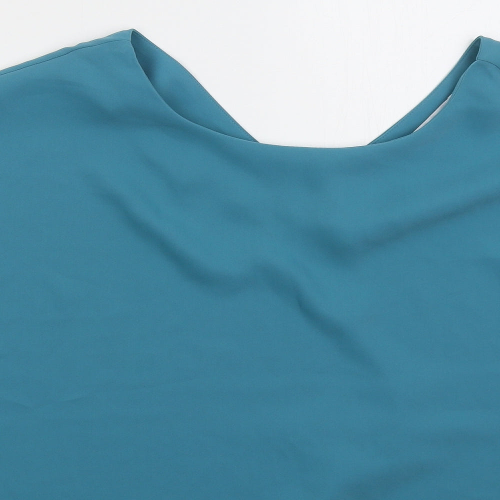 Gallery Womens Blue  Polyester Basic Blouse Size 18 Round Neck