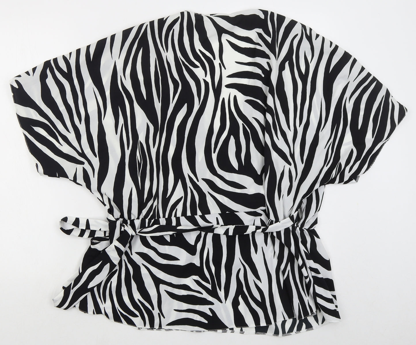 ASOS Womens Black Animal Print Polyester Wrap Blouse Size 18 V-Neck - Zebra Print