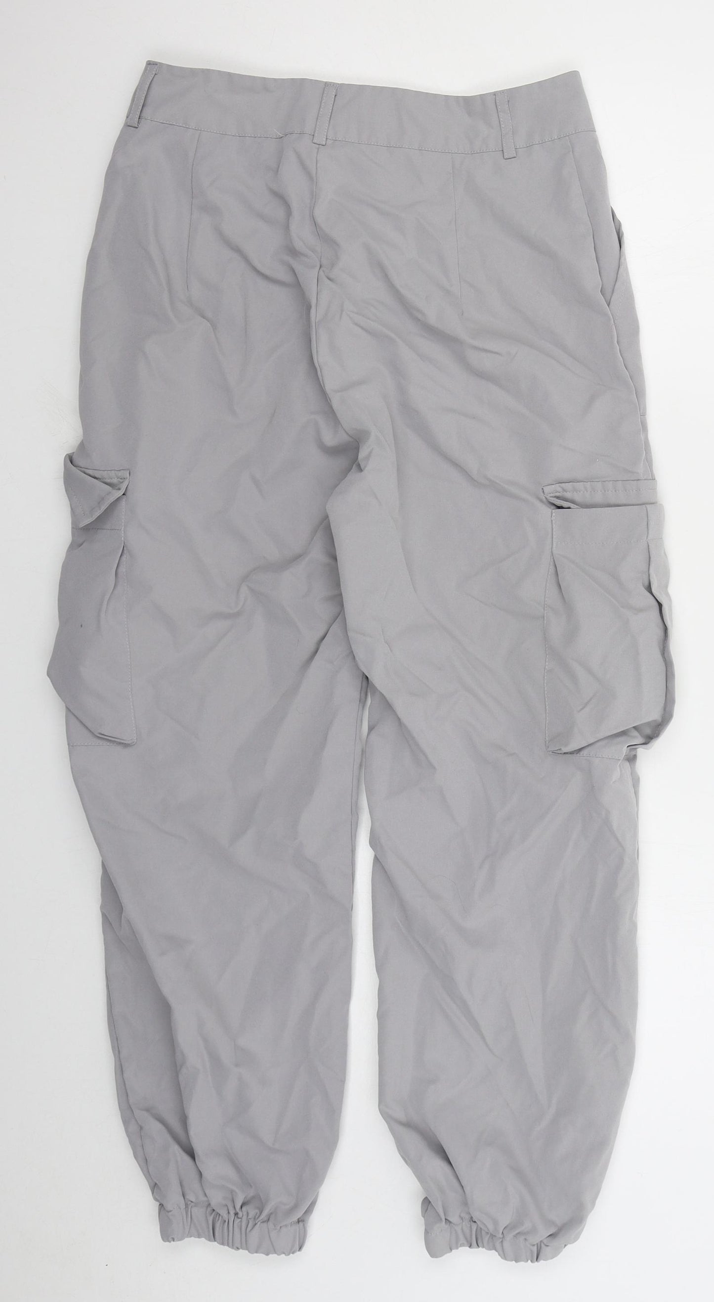 Shien Womens Grey  Polyester Cargo Trousers Size M L25 in Regular Button