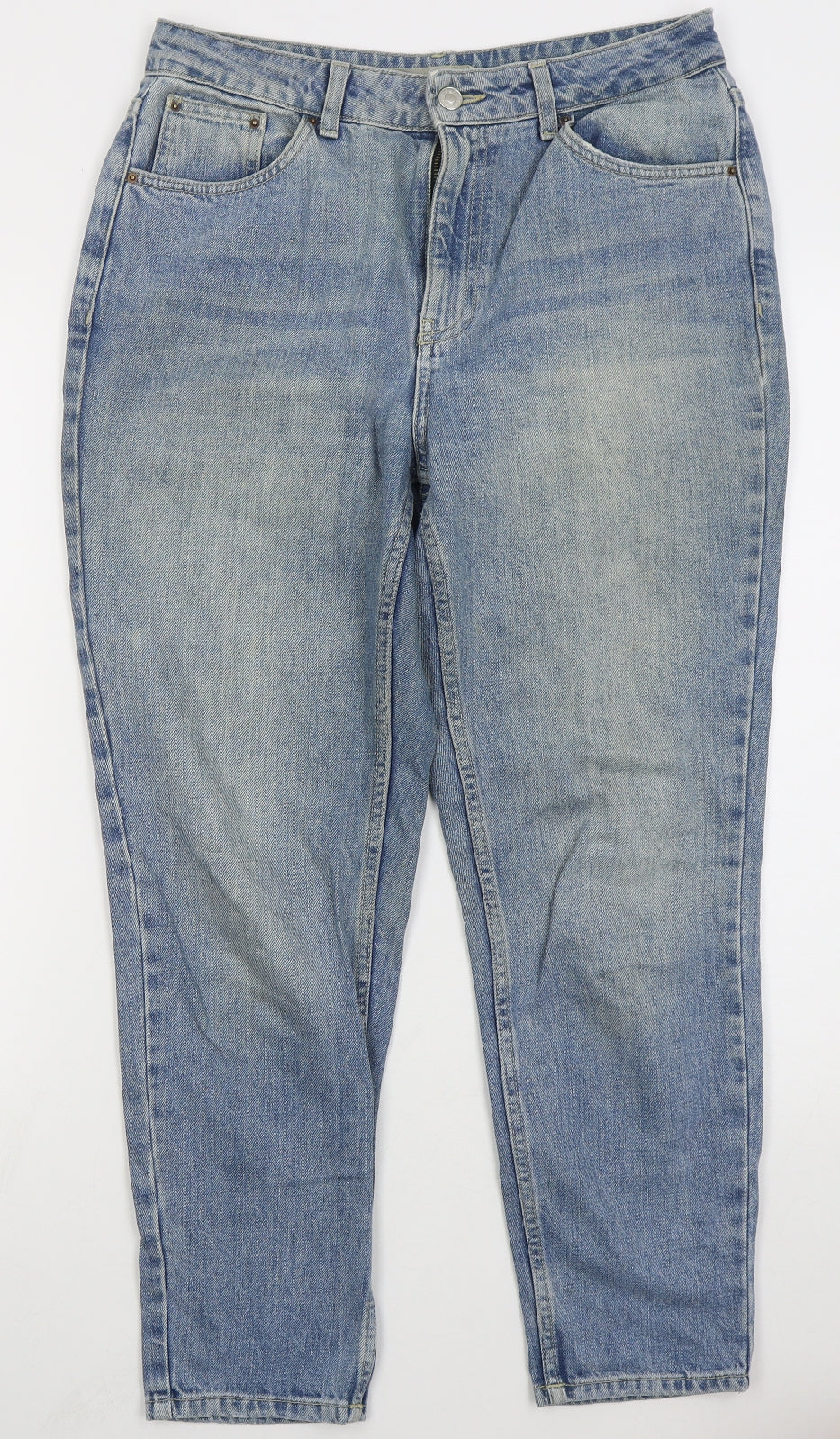 Topshop Womens Blue  Cotton Mom Jeans Size 30 in L25 in Regular Button