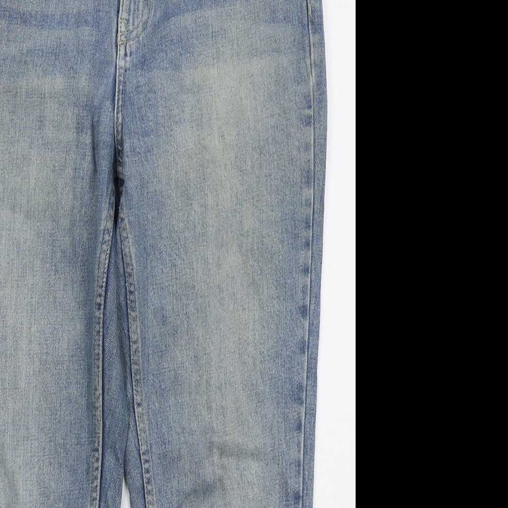 Topshop Womens Blue  Cotton Mom Jeans Size 30 in L25 in Regular Button