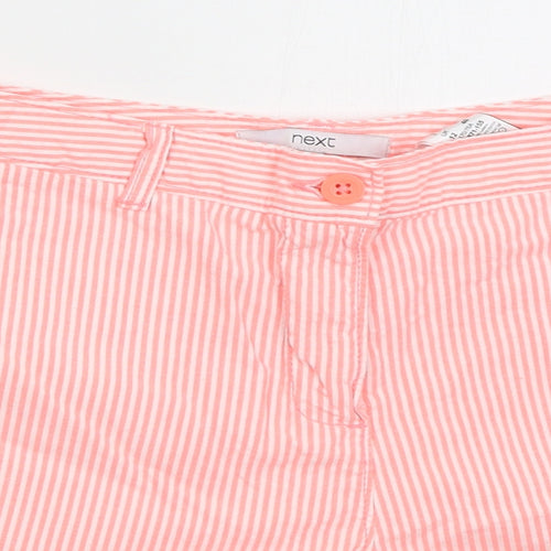 NEXT Womens Pink Striped Cotton Bermuda Shorts Size 12 L3 in Regular Button