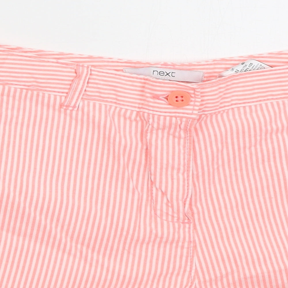 NEXT Womens Pink Striped Cotton Bermuda Shorts Size 12 L3 in Regular Button
