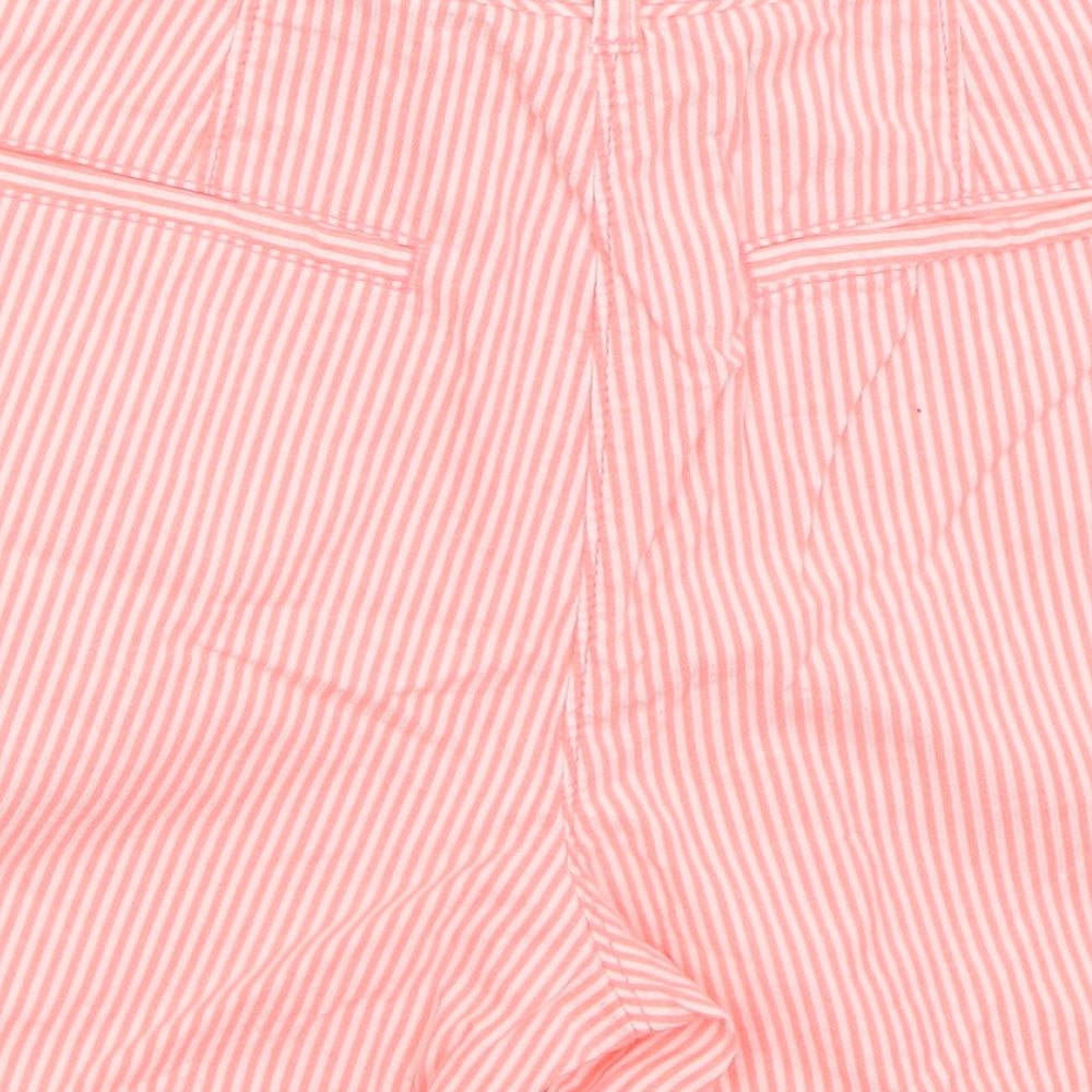 NEXT Womens Pink Striped Cotton Bermuda Shorts Size 12 L3 in Regular Button