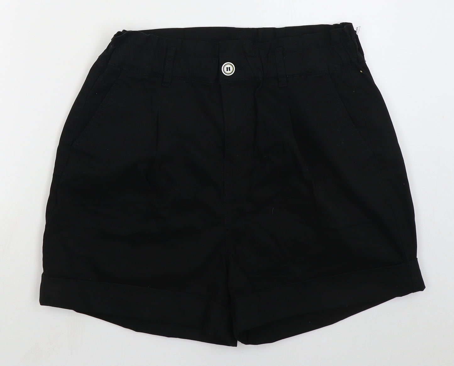 Primark Womens Black  Cotton Mom Shorts Size 14 L3 in Regular Button