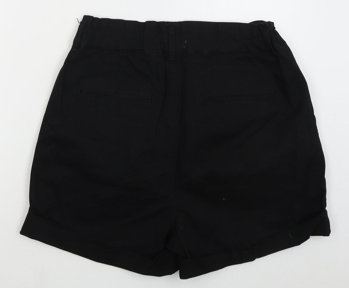 Primark Womens Black  Cotton Mom Shorts Size 14 L3 in Regular Button