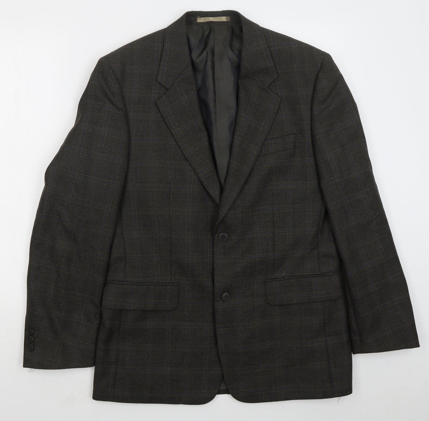 Brook Taverner Mens Brown Check Polyester Jacket Suit Jacket Size 38