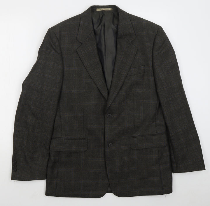 Brook Taverner Mens Brown Check Polyester Jacket Suit Jacket Size 38