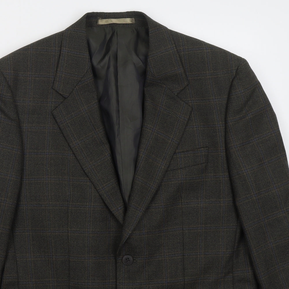 Brook Taverner Mens Brown Check Polyester Jacket Suit Jacket Size 38