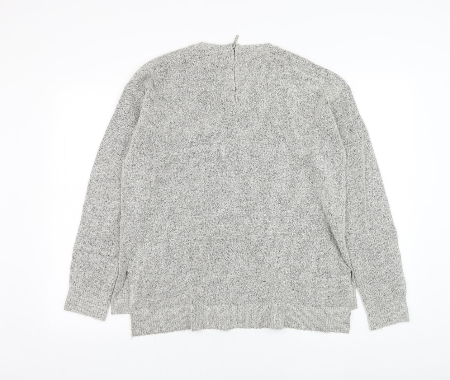 Papaya Womens Grey Round Neck  Acrylic Pullover Jumper Size M