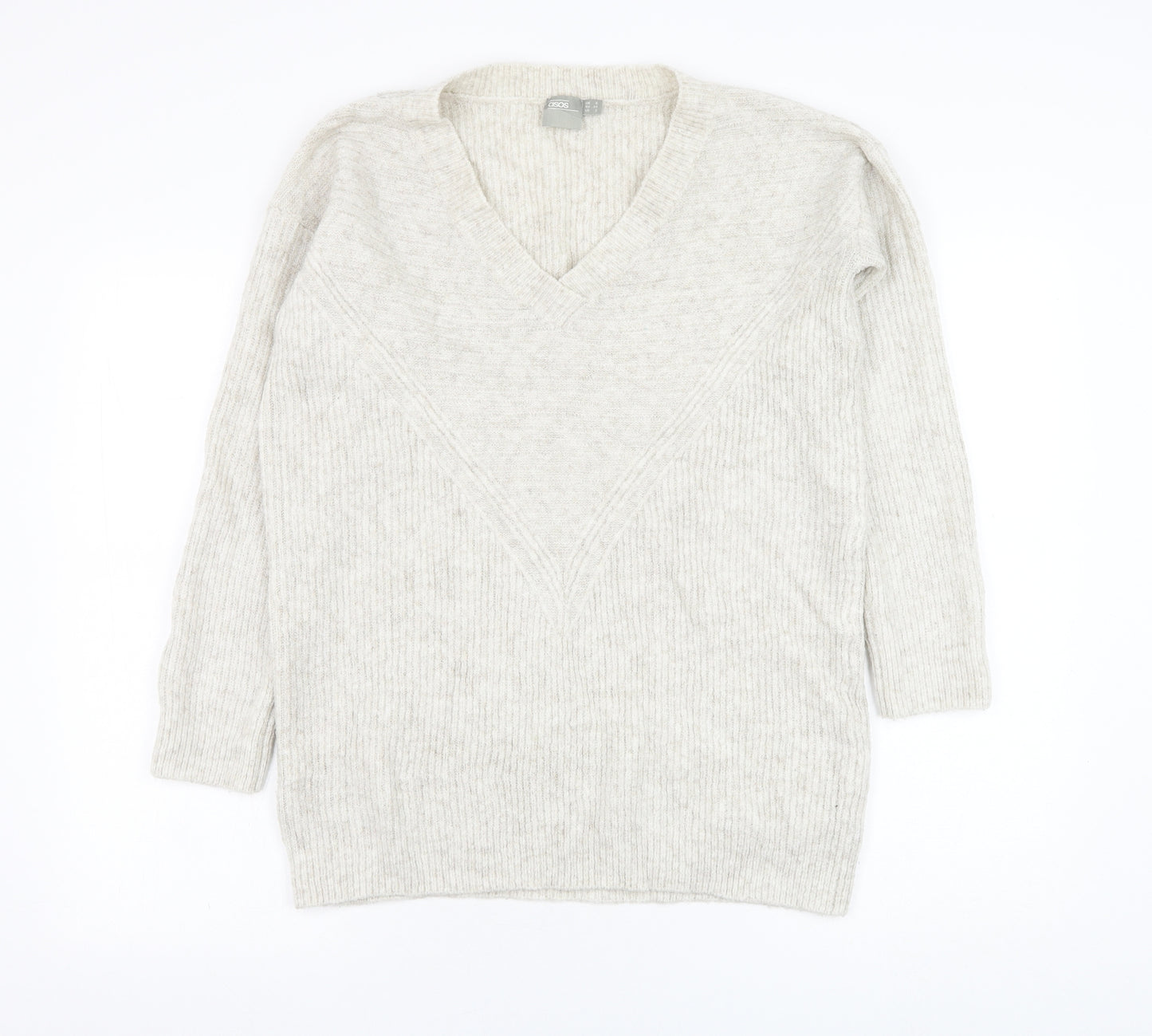 ASOS Womens Beige Round Neck  Acrylic Pullover Jumper Size 6