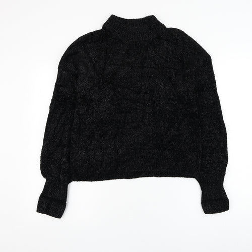 H&M Womens Black Mock Neck  Polyamide Pullover Jumper Size 6