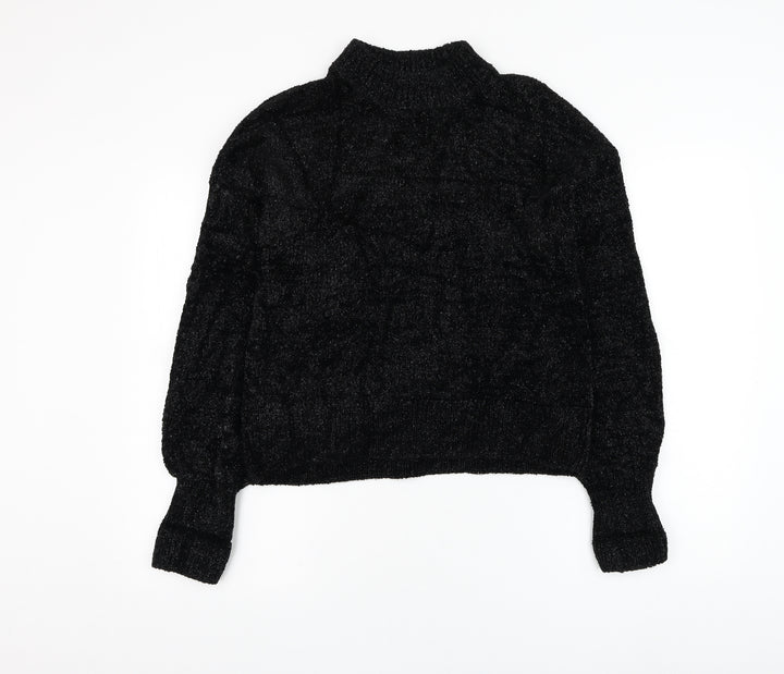 H&M Womens Black Mock Neck  Polyamide Pullover Jumper Size 6