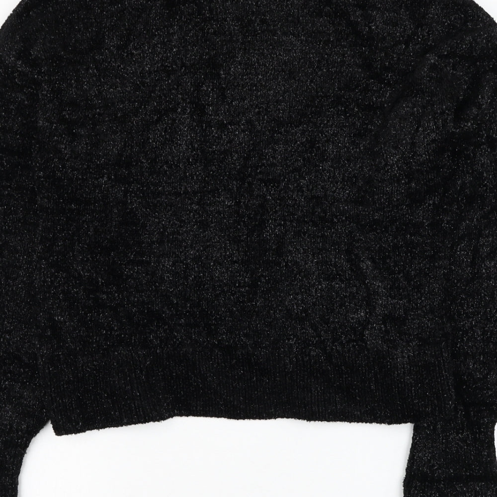 H&M Womens Black Mock Neck  Polyamide Pullover Jumper Size 6