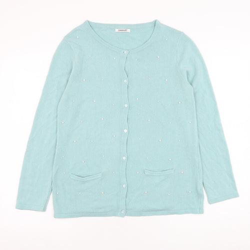 Damart Womens Blue Round Neck  Acrylic Cardigan Jumper Size 10