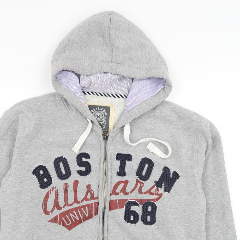Cedar Wood State Mens Grey  Cotton Full Zip Hoodie Size M