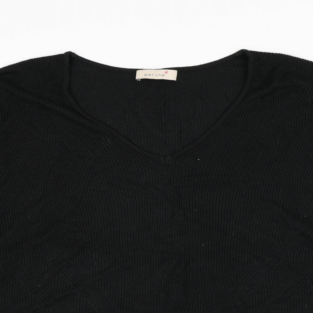 Marks and Spencer Womens Black Round Neck  Viscose Pullover Jumper Size 22