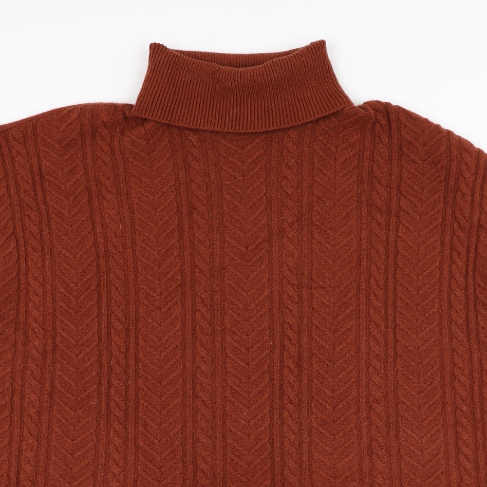 F&F Womens Brown Roll Neck  Acrylic Pullover Jumper Size XL